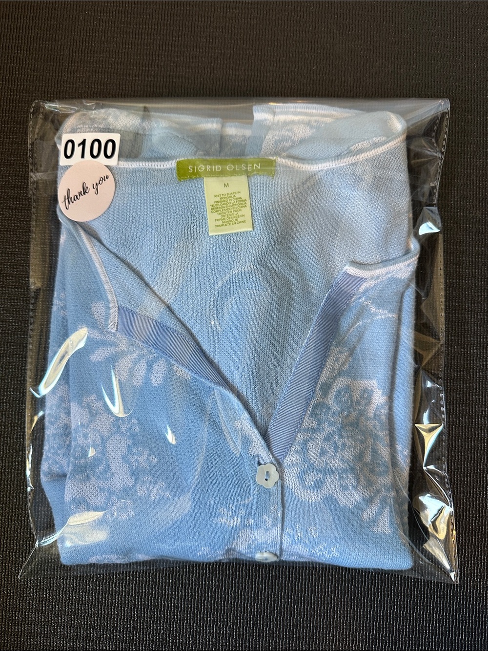 Sigrid Olsen Boden Light Blue Floral V-Neck Button Cardigan Sweater Women's M - Picture 12 of 12